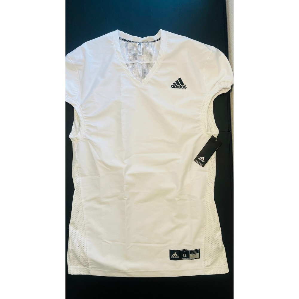 New Adidas Men's White XL Woven Football Jersey V Neck Short Sleeve GG7405
